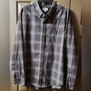(NWOT) HAGGAR, MEN'S XXL, GRAY plaid LONG SLEEVE